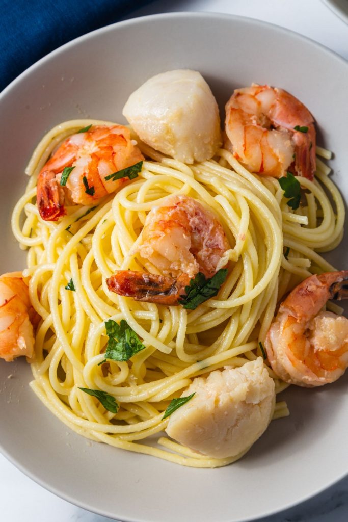 Shrimp and Scallop Pasta with Lemon - Cooking with Carbs
