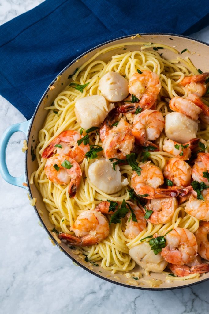 Shrimp and Scallop Pasta with Lemon - Cooking with Carbs